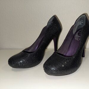 Vigoss Black Sequin Heels Sz 7.5